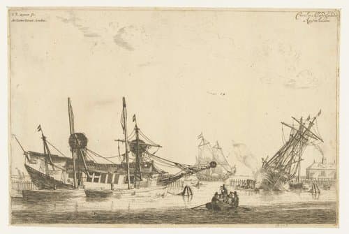 Twee gekielde zeilschepen by Reinier Nooms