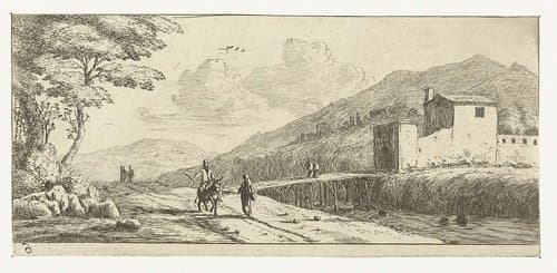 Landschap met een man op een ezel by Reinier Nooms