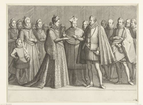 Huwelijk van Ferdinando I de' Medici met Christina van Lotharingen by Jacques Callot