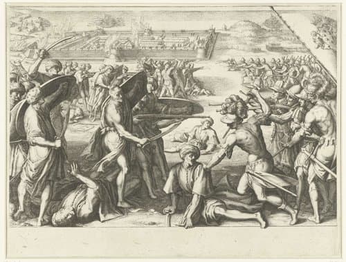 Aanval van de troepen van Ferdinando I de' Medici op de stad Preveza in Albanië by Jacques Callot