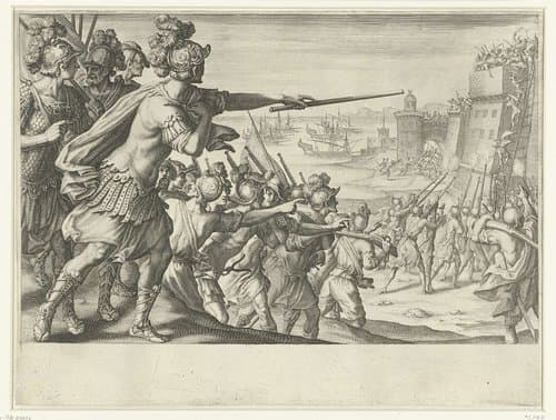 Aanval van de troepen van Ferdinando I de' Medici op de stad Preveza in Albanië by Jacques Callot