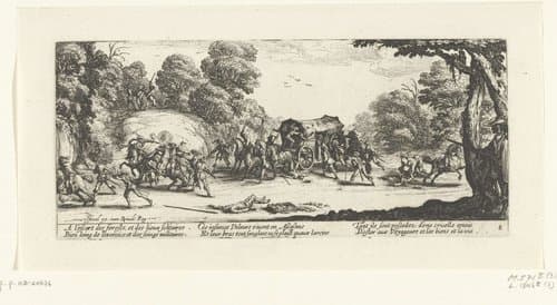 Soldaten overvallen reizigers by Jacques Callot