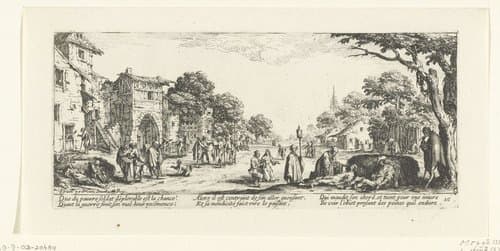 Bedelaars en stervenden langs de weg by Jacques Callot