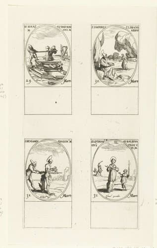 Heilige Jonas en Heilige Barachisius van Perzië by Jacques Callot
