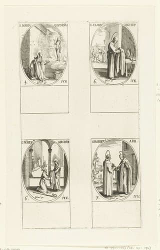 Maria Gaudiorum, Heilige Claudius van Besançon, Heilige Norbertus van Magdeburg, Heilige Robertus van Newminster (5-7 juni) by Jacques Callot