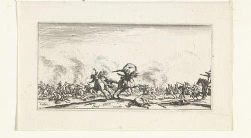 Twee cavaleriegevechten by Jacques Callot
