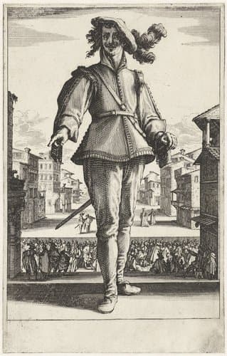Drie acteurs by Jacques Callot