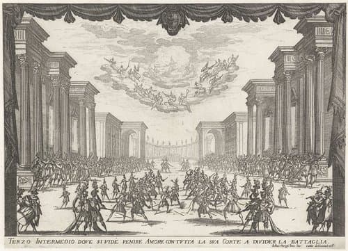 Derde intermezzo: de strijd wordt beëindigd door de Liefde by Jacques Callot