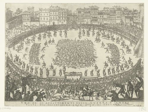 Carnaval te Florence: infanteriegevecht by Jacques Callot
