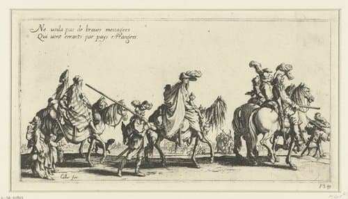 Roma met paarden onderweg by Jacques Callot
