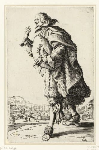 Edelman met hoed in de hand, op de linkerzijde gezien by Jacques Callot