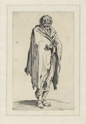 Bedelaar die zijn hand ophoudt by Jacques Callot