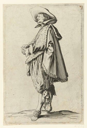 Edelman met hoed, op de linkerzijde gezien by Abraham Bosse