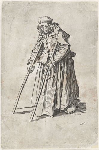 Bedelares met krukken by anonymous