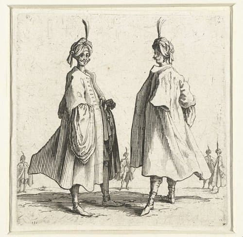 Twee mannen met tulbanden, van opzij gezien by Jacques Callot