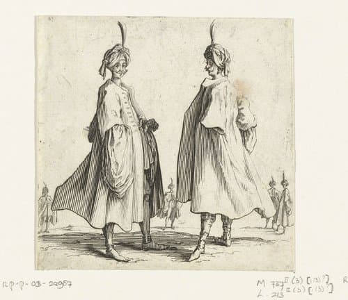 Twee mannen met tulbanden, van opzij gezien by Jacques Callot