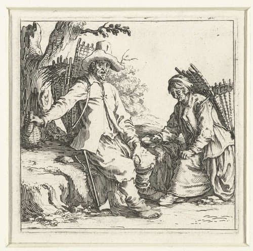 Boer en boerin met manden op de rug by Jacques Callot