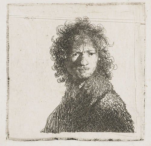 Zelfportret met gefronst voorhoofd: buste by Rembrandt van Rijn