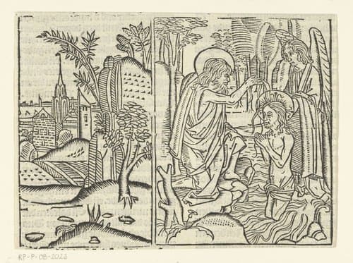 De doop van Christus in de Jordaan by Master of Delft