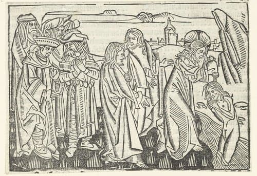 Christus doopt in de Jordaan by Master of Delft