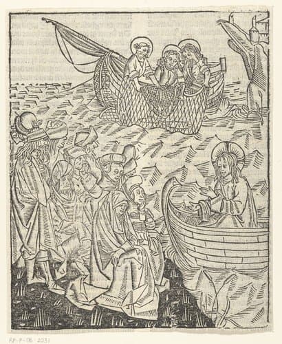 Christus predikt vanuit een boot by Master of Delft