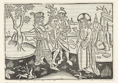Christus geneest een bezeten man by Master of Delft