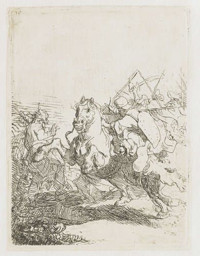 A cavalry fight by Rembrandt van Rijn
