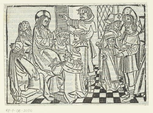Christus geneest de man met een verdorde hand by Master of Delft