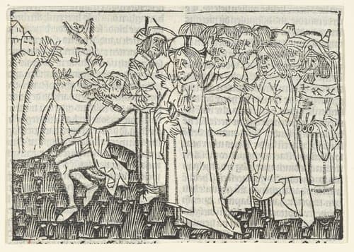 Christus geneest een bezeten man by Master of Delft