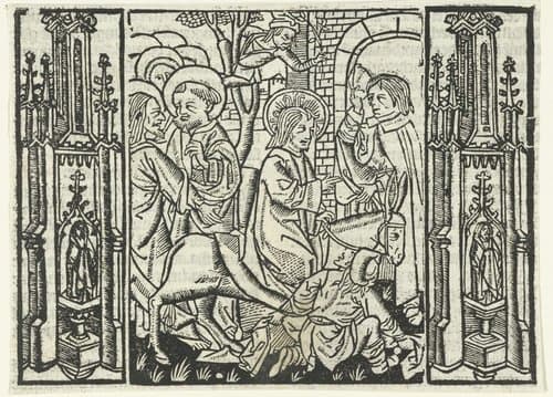 De intocht in Jerusalem by Master of Delft