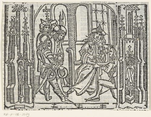 Christus voor Pilatus; Pilatus wast zijn handen by Master of Delft