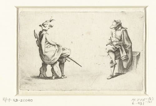 Twee zittende mannen by Jacques Callot