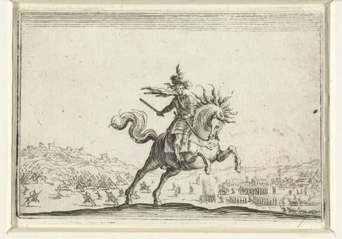 Bevelhebber te paard by Jacques Callot