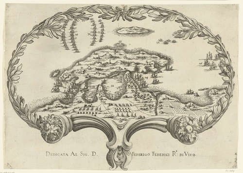 Kaart in de vorm van een waaier by Jacques Callot