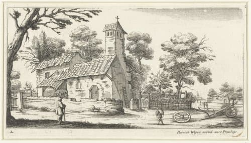 Landschap met een kerk by François Collignon