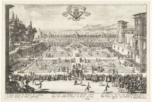 Gezicht op de tuinen bij het hertogelijke paleis te Nancy by Jacques Callot