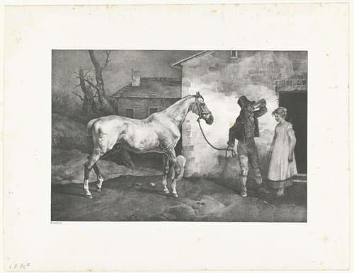 Man met een paard bij een herberg by Théodore Géricault