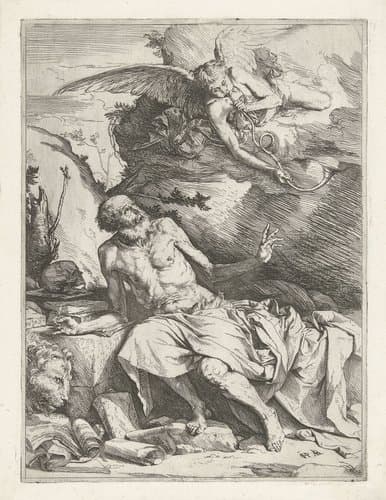 Heilige Hieronymus met de engel by Jusepe de Ribera