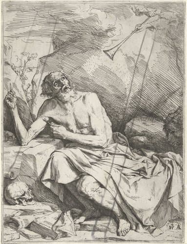Heilige Hieronymus en de trompet by Jusepe de Ribera