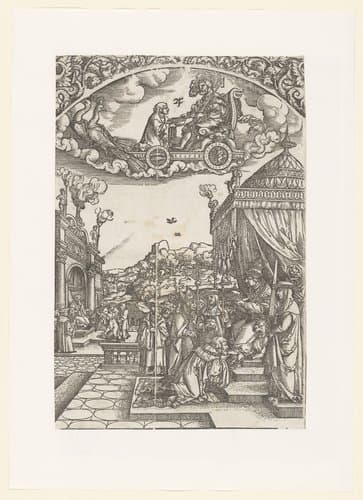 Jupiter in zijn triomfwagen, daaronder zijn planeetkinderen by anonymous; Hans Sebald Beham