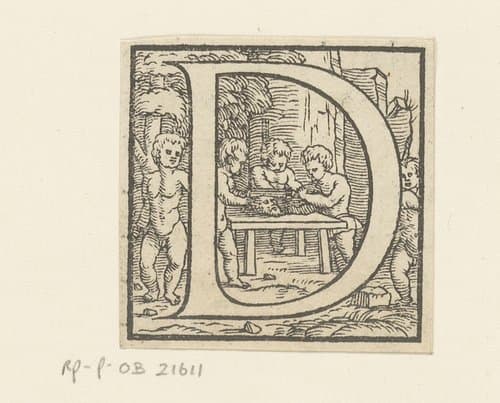 Letter D: kinderen zagen het hoofd van een man doormidden by anonymous; Jan Stefan van Calcar
