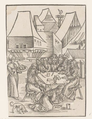 Maria Magdalena wast de voeten van Christus by anonymous; Urs Graf