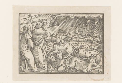 Zevende plaag: hagel by anonymous; Hans Holbein (II)