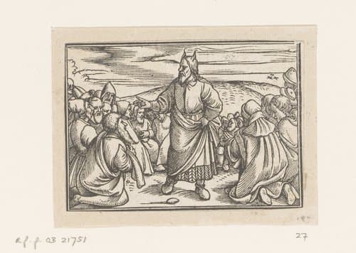 Mozes het volk berispend by anonymous; Hans Holbein (II)