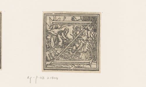Letter Z: oogstende boeren by anonymous; Hans Holbein (II)