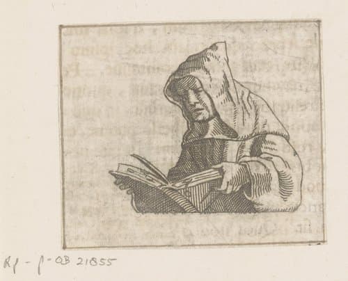 Lezende monnik by Caspar Merian
