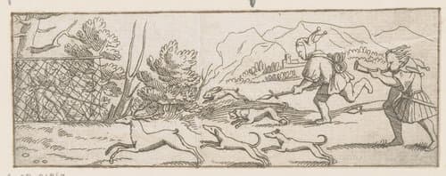 Twee narren op jacht by Caspar Merian