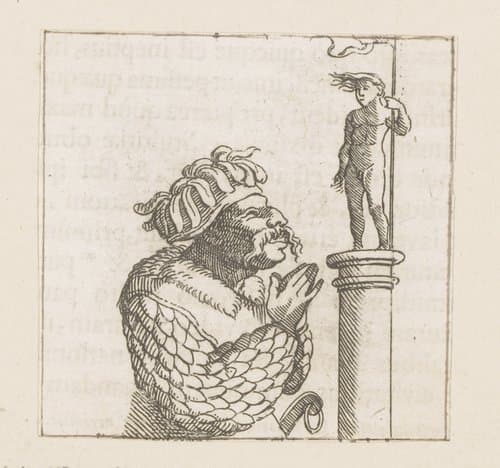 Turkse man aanbidt een beeld by Caspar Merian
