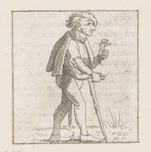 Oude man met een bloem op vrijerspad by Caspar Merian