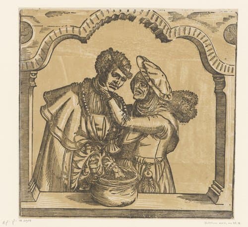 Ongelijk paar: een jonge man met een oude vrouw by Hans Adam
